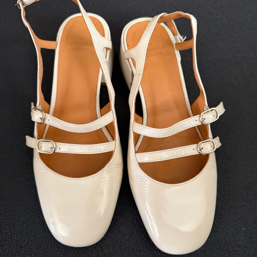 Sezane Paula Babies Shoes Cream Patent leather size 38 7.5 - Picture 2 of 12